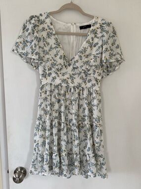 Lulu's White Floral Mini Dress Coquette Soft Girl Cottagecore Dainty XS